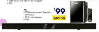 BIG W JVC 2.1CH Soundbar with Bluetooth offer