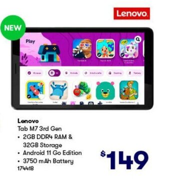 BIG W Lenovo Tab M7 3rd Gen offer