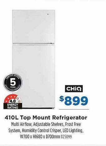 Betta Chiq 410l top mount refrigerator offer