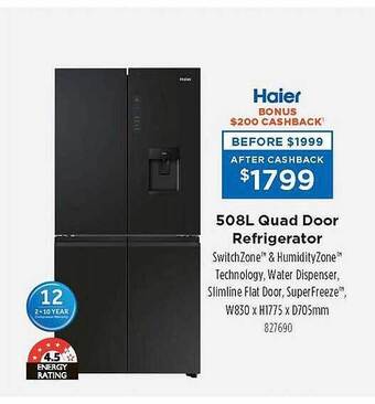 Betta Haier 508l quad door refrigerator offer