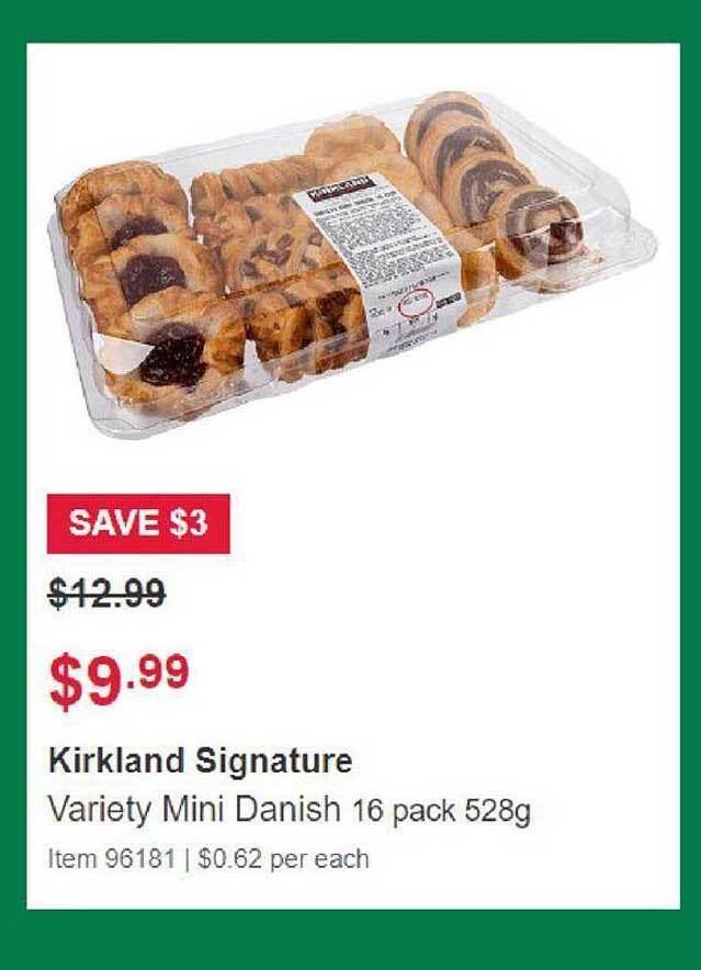 Kirkland signature variety mini danish 16 pack offer at Costco