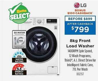 Betta Lg 8kg front load washer offer