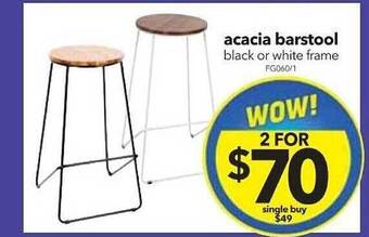Cheap as Chips Acacia barstool black or white frame offer