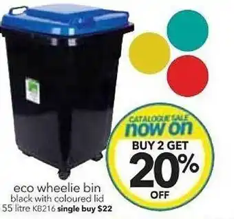Cheap as Chips Eco wheelie bin black with coloured lid offer