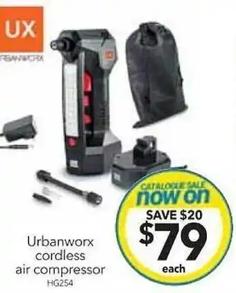 Cheap as Chips Urbanworx cordless air compressor hg254 offer