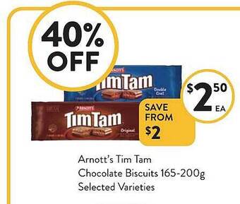 Foodworks Arnott's tim tam chocolate biscuits offer