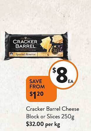 Foodworks Cracker barrel cheese block or slices offer