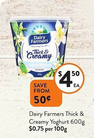 Foodworks Dairy farmers thick & creamy yoghurt offer