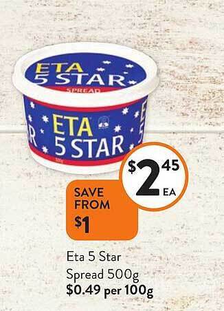 Foodworks Eta 5 star spread offer