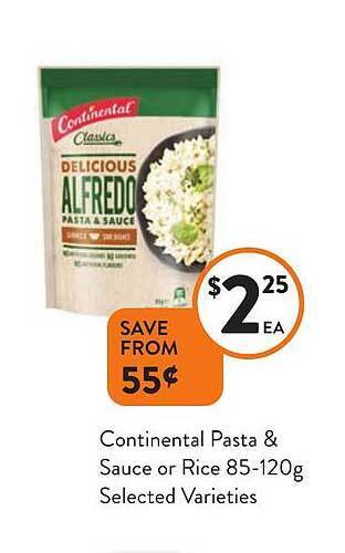 Foodworks Continental pasta & sauce or rice offer