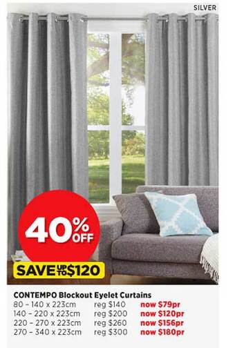 Spotlight Contempo blockout eyelet curtains offer