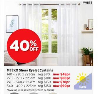 Spotlight Meeko sheer eyelet curtains offer