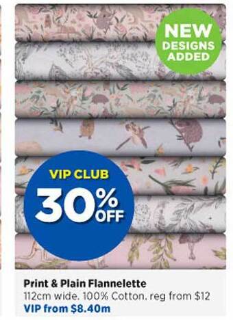 Spotlight Print & plain flannelette offer