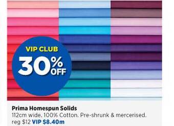 Spotlight Prima homespun solids offer