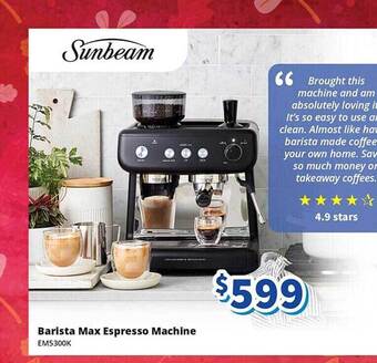 Bi-Rite Sunbeam barista max espresso machine offer