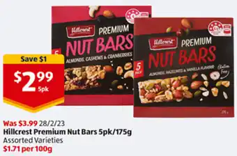 ALDI Hillcrest Premium Nut Bars 5pk /175g offer