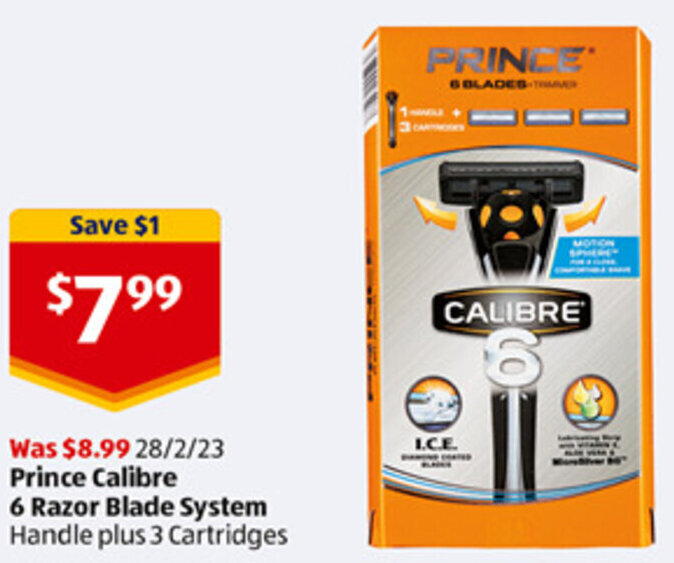 Prince Calibre 6 Razor Blade System offer at ALDI