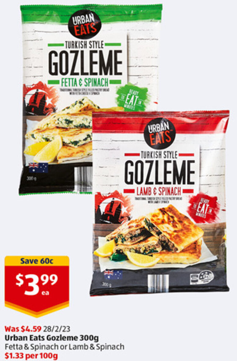 Urban Eats Gozleme 300g offer at ALDI