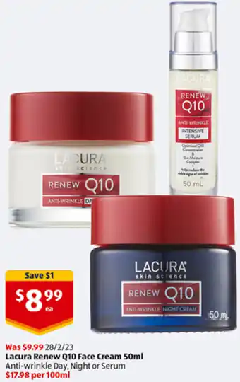 ALDI Lacura Renew Q10 Face Cream 50ml offer