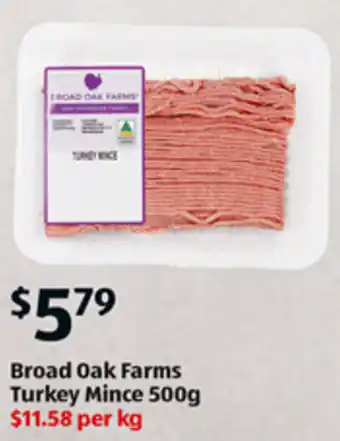 ALDI Broad Oal Farms Turkey Mince 500g offer