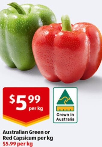 ALDI Australian Green or Red Capsicum per kg offer
