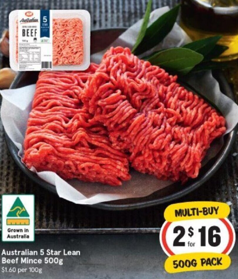 Australian 5 Star Lean Beef Mince 500g offer at IGA