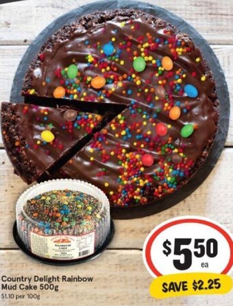 IGA Country Delight Rainbow Mud Cake 500g offer