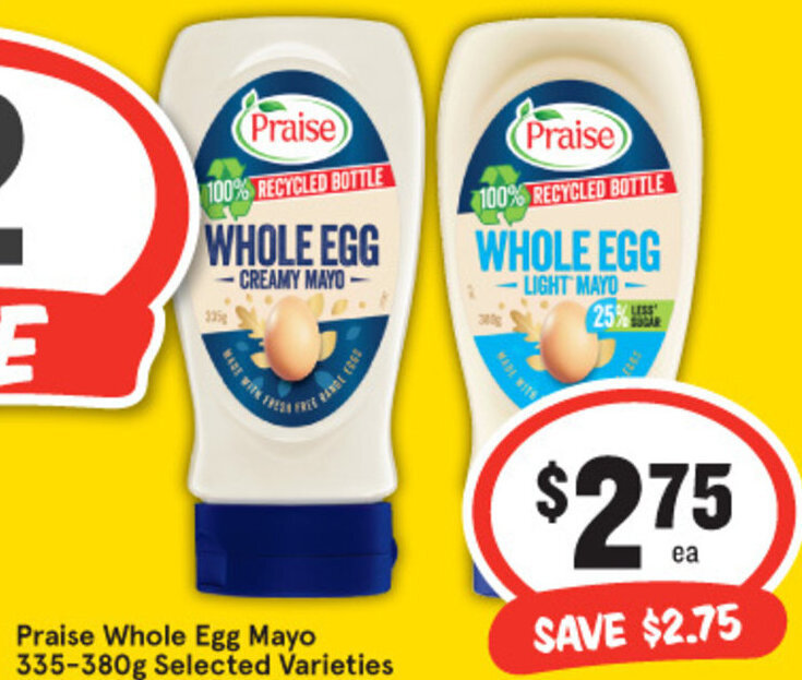 Praise Whole Egg Mayo 335380g offer at IGA