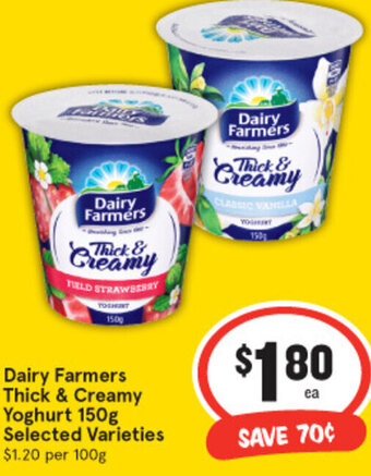 IGA Dairy Farmers Thick & Creamy Yoghurt 150g offer