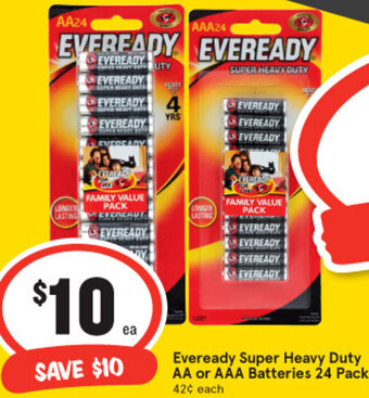 IGA Eveready Super Heavy Duty AA or AAA Batteries 24 Pack offer
