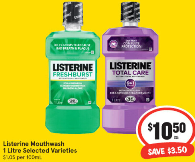 Listerine Mouthwash 1 Litre offer at IGA
