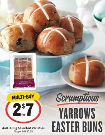 IGA Scrumptious Yarrows Easter Buns 430-480g offer