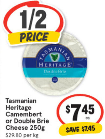 IGA Tasmanian Heritage Camembert or Double brie Cheese 250g offer