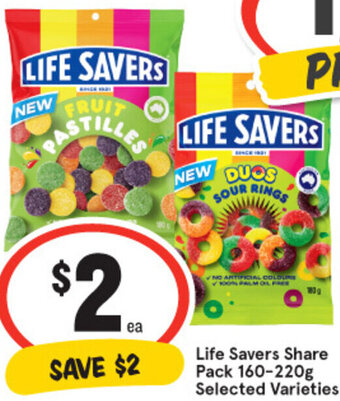 IGA Life Savers Share Pack 160-220g offer