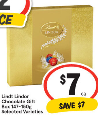 IGA Lindt Lindor Chocolate Gift Box 147-150g offer