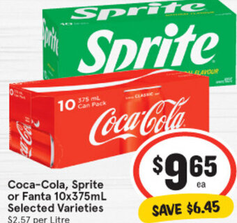 IGA Coca-Cola, Sprite or Fanta 10x375ml offer