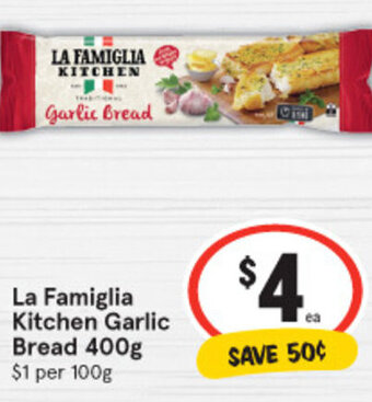 IGA La Famiglia Kitchen Garlic Bread 400g offer
