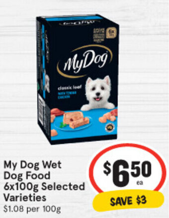 IGA My Dog Wet Dog Food 6x100g offer