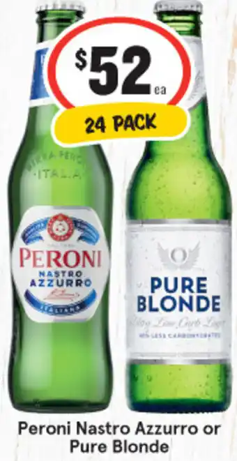 IGA Peroni Nastro Azzurro or Pure Blonde 24 Pack offer