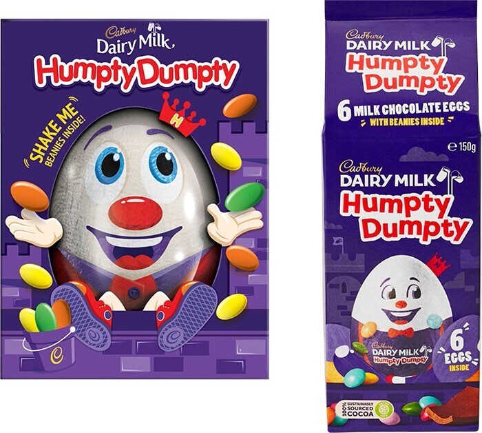 Cadbury humpty dumpty easter egg varieties 130g150g offer at BIG W