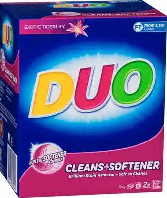 BIG W Duo laundry powder detergent cleans & softener 5kg - exotic tigerlily offer