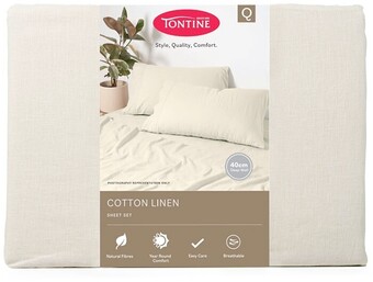 BIG W Tontine cotton linen sheet set queen - stone offer