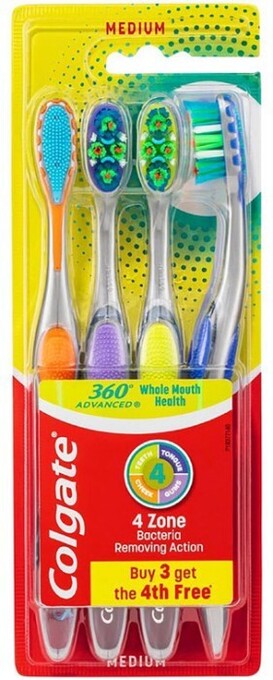 BIG W Colgate 4-pack 360 advanced medium bristle toothbrush offer