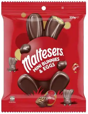 Kmart Maltesers mini bunnies and eggs bag 220g offer