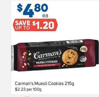Foodland Carman's muesli cookies offer