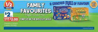 Foodland Cheezels or jumpy's crackers offer