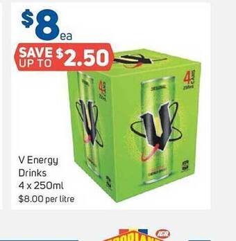Foodland V energy drinks offer
