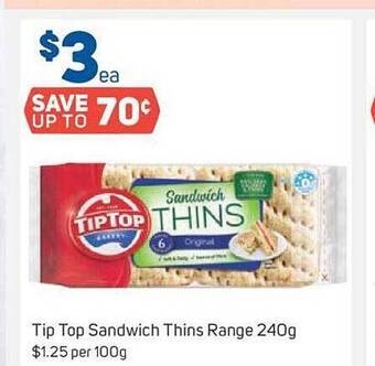 Foodland Tip top sandwich thins range offer