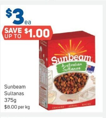 Foodland Sunbeam Sultanas 375g offer