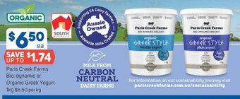 Foodland Paris Creek Farms Bio-Dynamic or Organic Greek Yoghurt 1kg offer